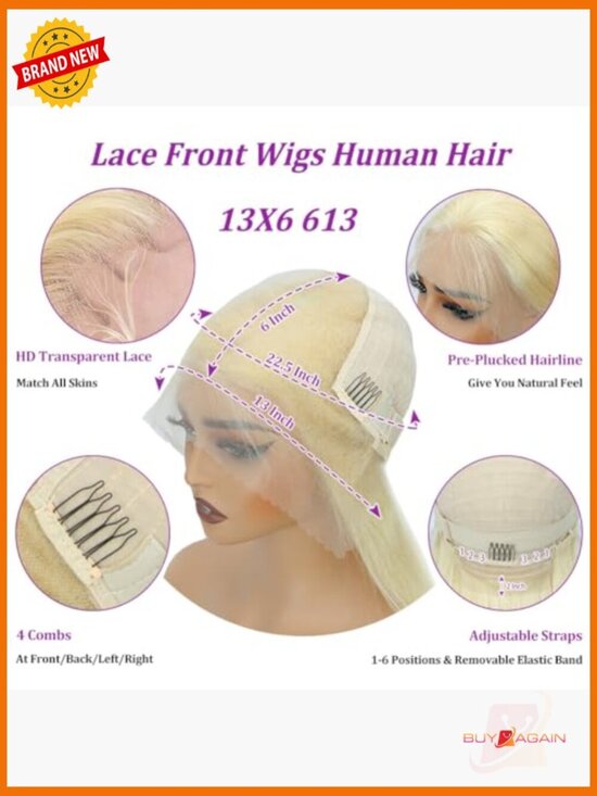 32Inch 13x6 Lace Front Wig Human Hair 200 Density Straight Pre Plucked main image 4